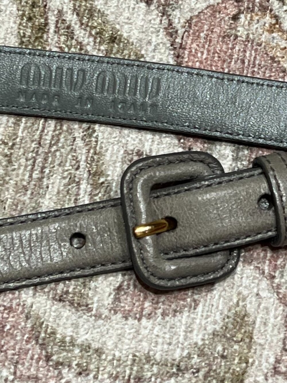 Miu Miu Light Grey Vintage Skinny Belt